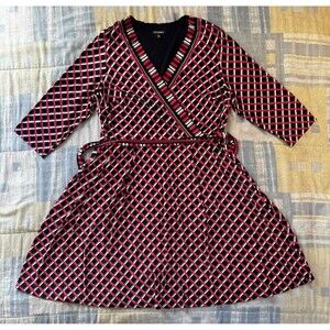 Roz & Ali Striped Pink & Blue 3/4 Sleeve Women's Dress Sz 1X